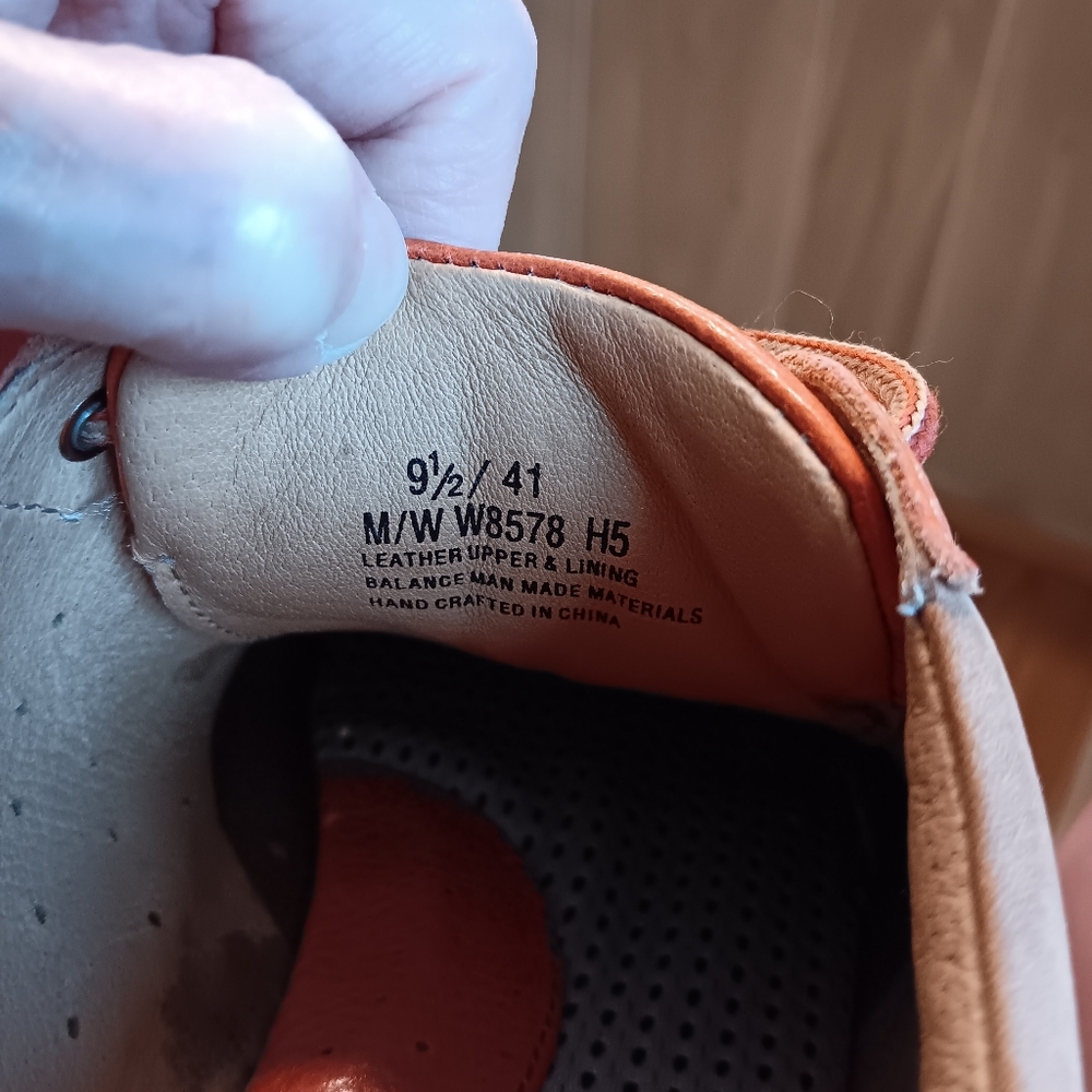 Orange and Tan Leather and suede Born Oxford walking/athletic shoe - Picture 3 of 7